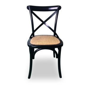 9928 | Lot de 2 chaises bistrot en bois massif noir et paille Vans
