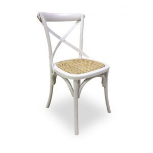 9929 | Lot de 2 chaises bistrot en bois massif blanc et paille Vans