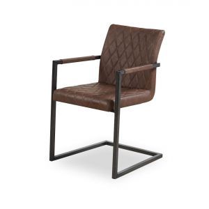 9950 | Lot de 4 chaises avec accoudoirs PU brun Bridge