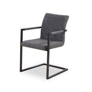 9952 | Lot de 4 chaises avec accoudoirs PU gris Bridge