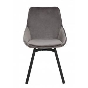 9954 | Lot de 2 chaises design pivotantes tissu touché velours gris Mathis