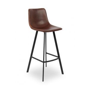 9968 | Lot de 4 tabourets de bar style scandinave 78 cm PU brun Zano