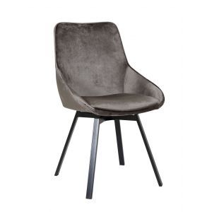 9980 | Lot de 4 chaises design pivotantes tissu touché velours brun Mathis