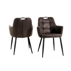 9987 | Lot de 4 fauteuils design rétro tissu anthracite avec poignée Carly