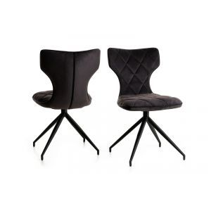 9994 | Lot de 2 chaises design rétro matelassées tissu gris Eric