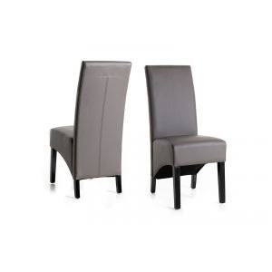 9998 | Lot de 2 chaises en PU gris avec dossier haut Prins