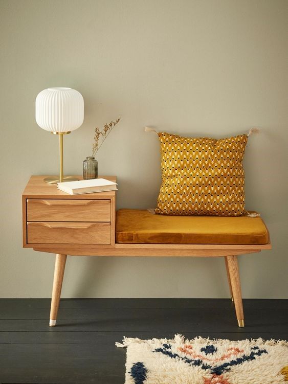 Meuble d'entrée vintage avec banc